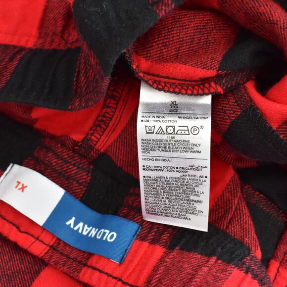 Men's Old Navy Straight Flannel Pajama Sleep Pants XLARGE Red Buffalo Plaid NEW - Picture 10 of 10